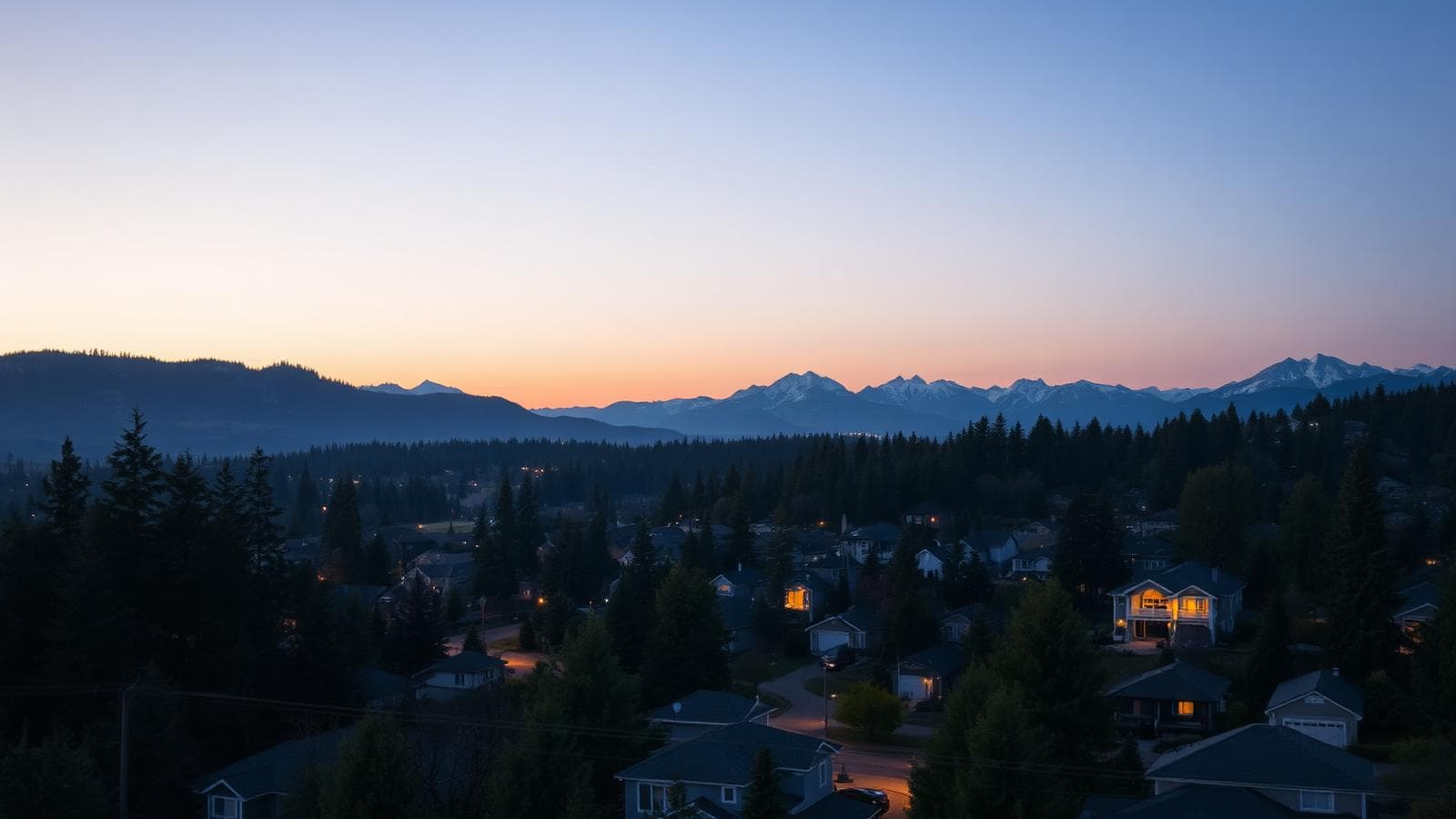 Snohomish County neighborhoods at dusk served by Trim City Electric